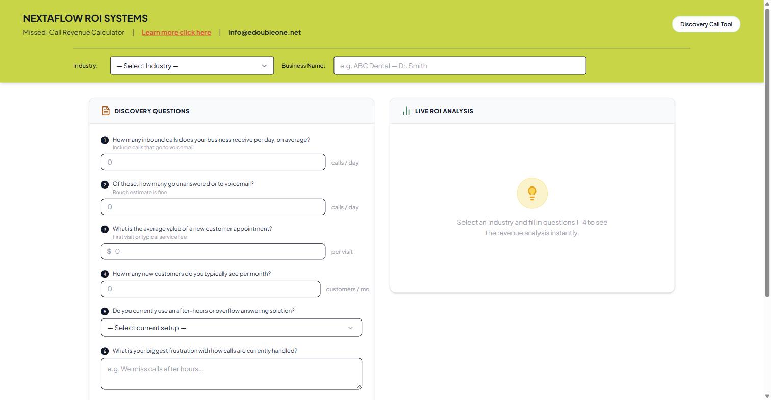 Nextaflow ROI Calculator screenshot